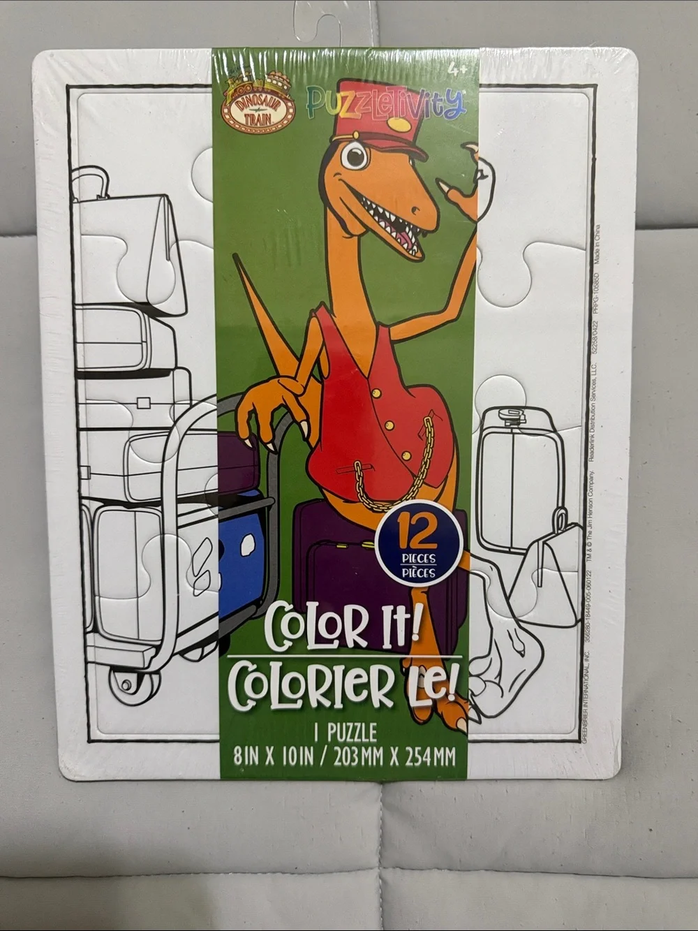 levity Color It! Orange Dino Travel Puzzle - 12 Pieces
